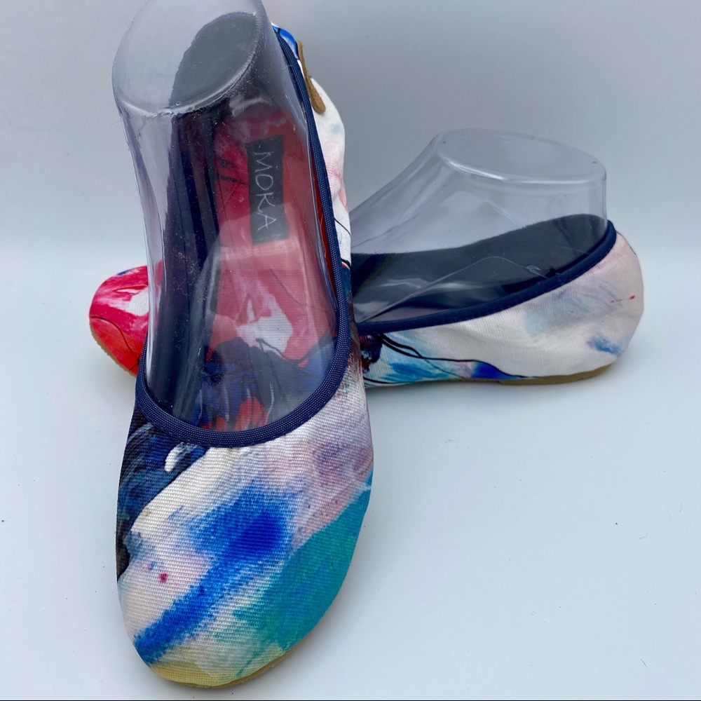 💗MOKA Canvas Watercolor Print Ballet Flats